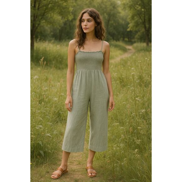 Christy Dawn Della Sage Green Jumpsuit Extra Small XS Stretchy Wide Leg - Picture 1 of 9
